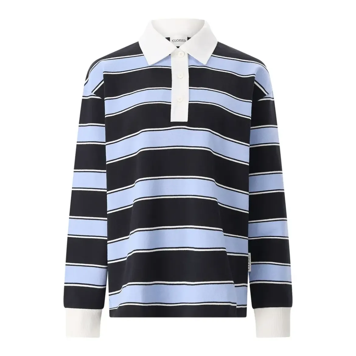 Closed Gestreiftes Langarm-Poloshirt mehrfarbig Poloshirt