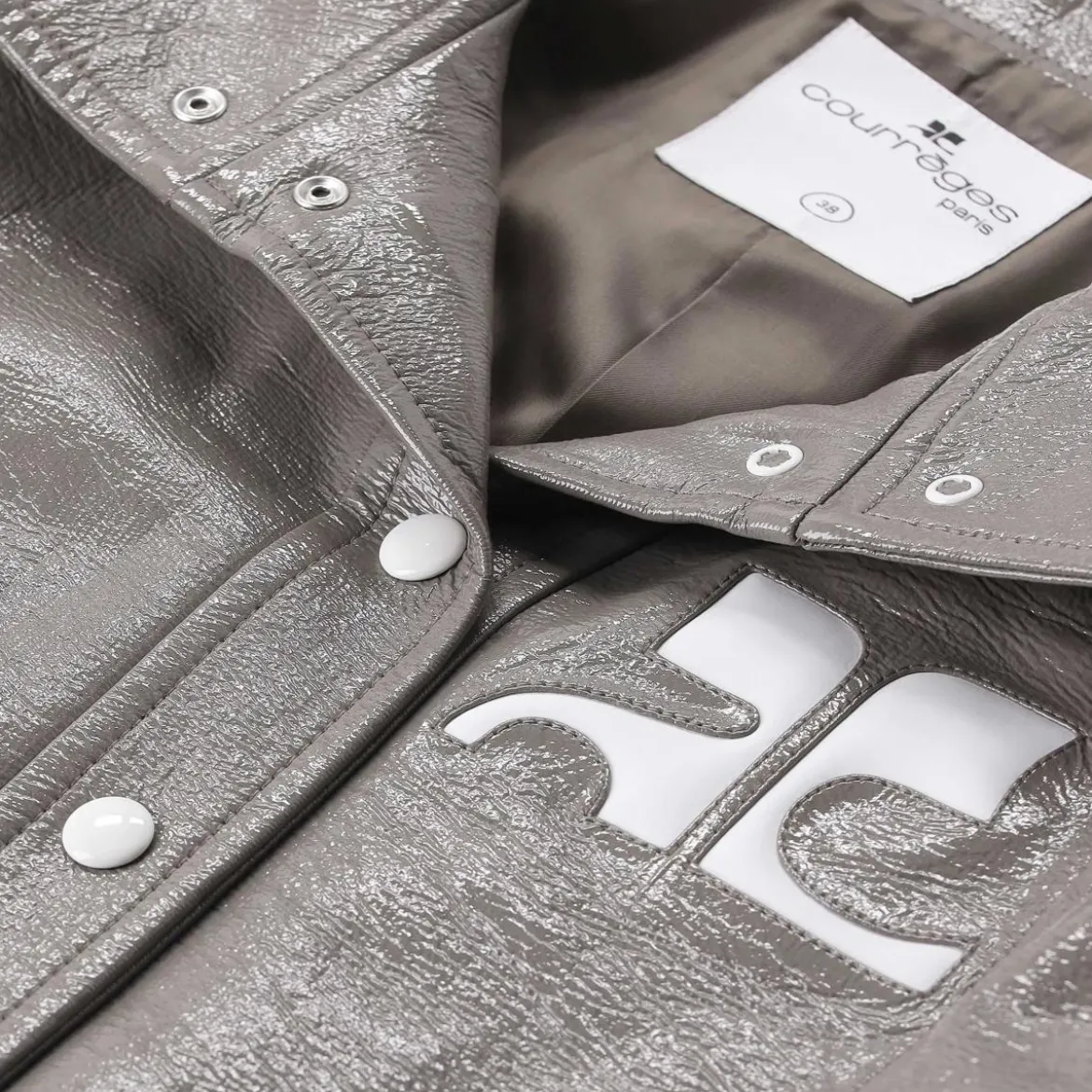 Courrèges Cropped Jacket With Pointed Collar Grey Übergangsjacke