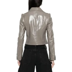 Courrèges Cropped Jacket With Pointed Collar Grey Übergangsjacke