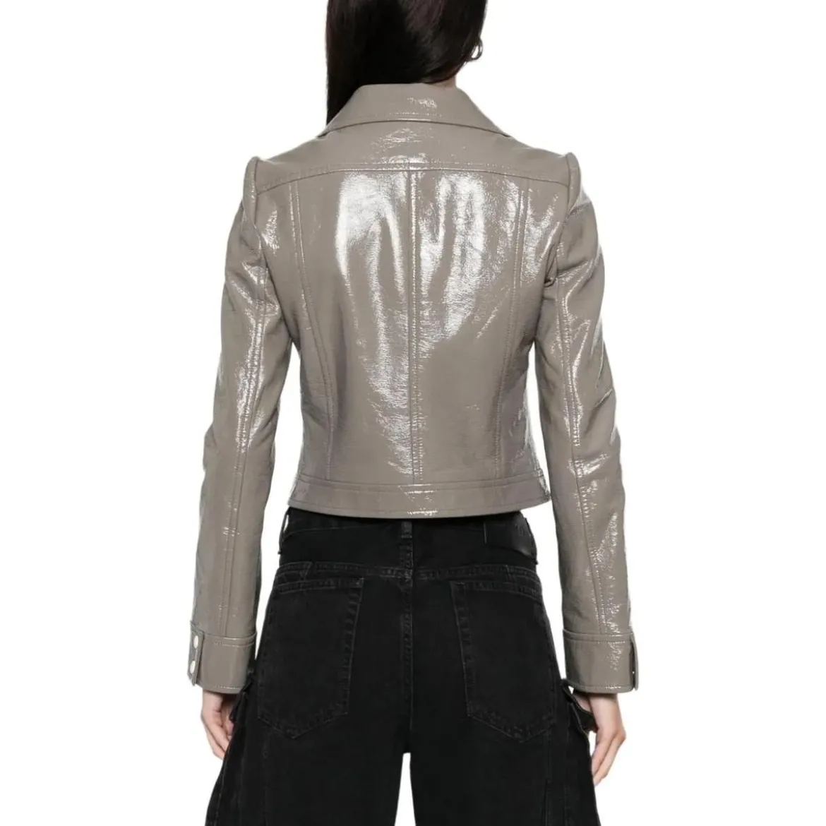 Courrèges Cropped Jacket With Pointed Collar Grey Übergangsjacke