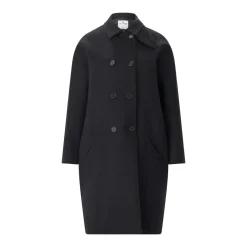 Courrèges Mantel aus Wolle & Seide schwarz Wintermantel