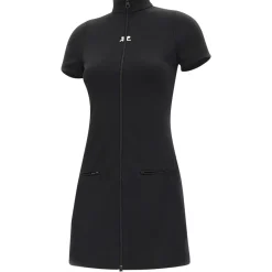 Courrèges Slim-Fit Minikleid aus Jersey Schwarz Minikleid