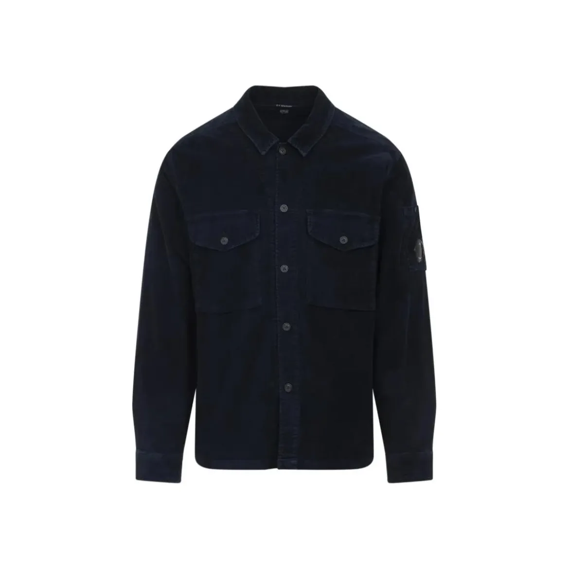 CP Company Textured Corduroy Overshirt With Pointed Collar Black Hemd