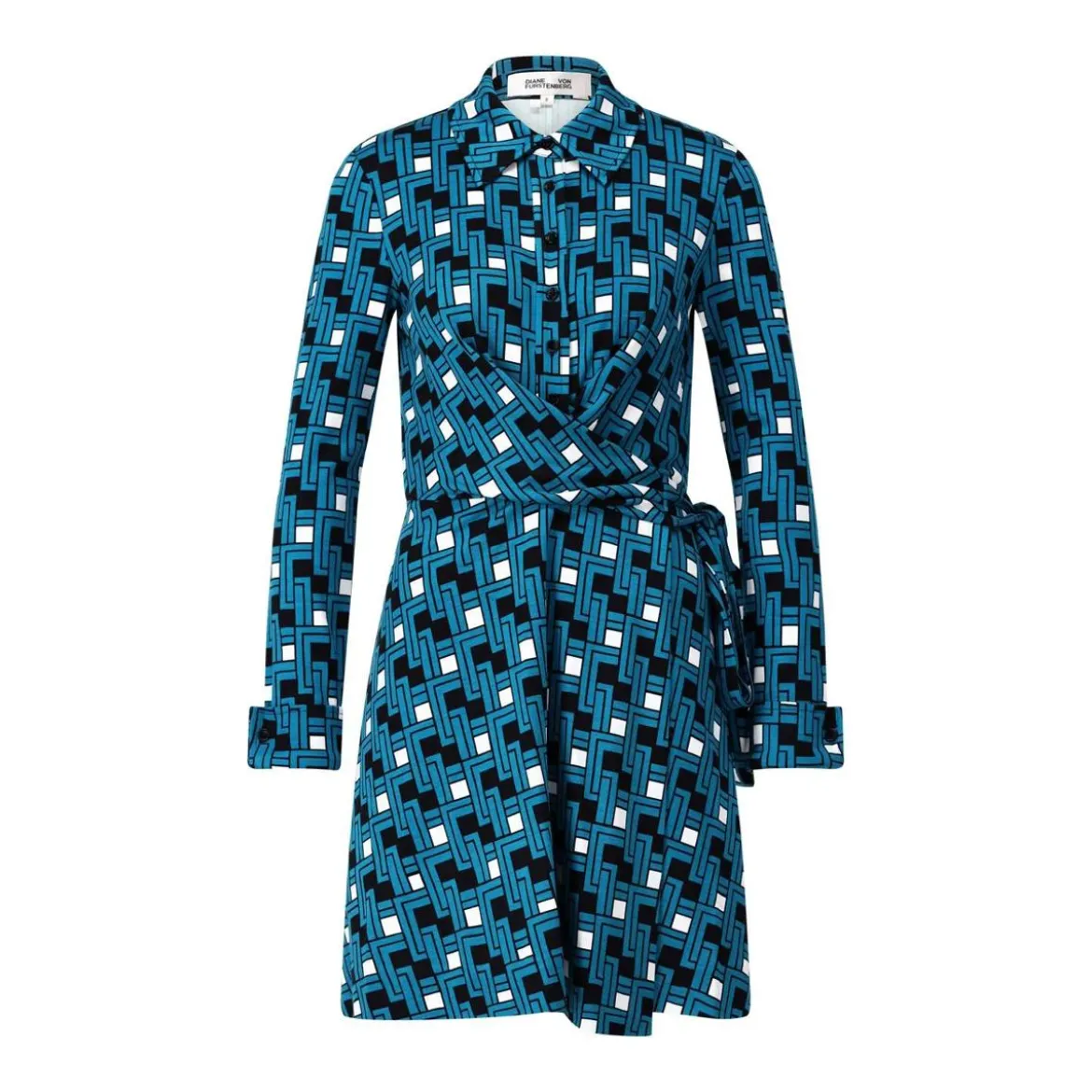 Diane von Furstenberg Blusenkleid Didi mit Muster blau Minikleid