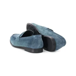 Doucal's Mokassin aus Leder blau Schnürschuhe