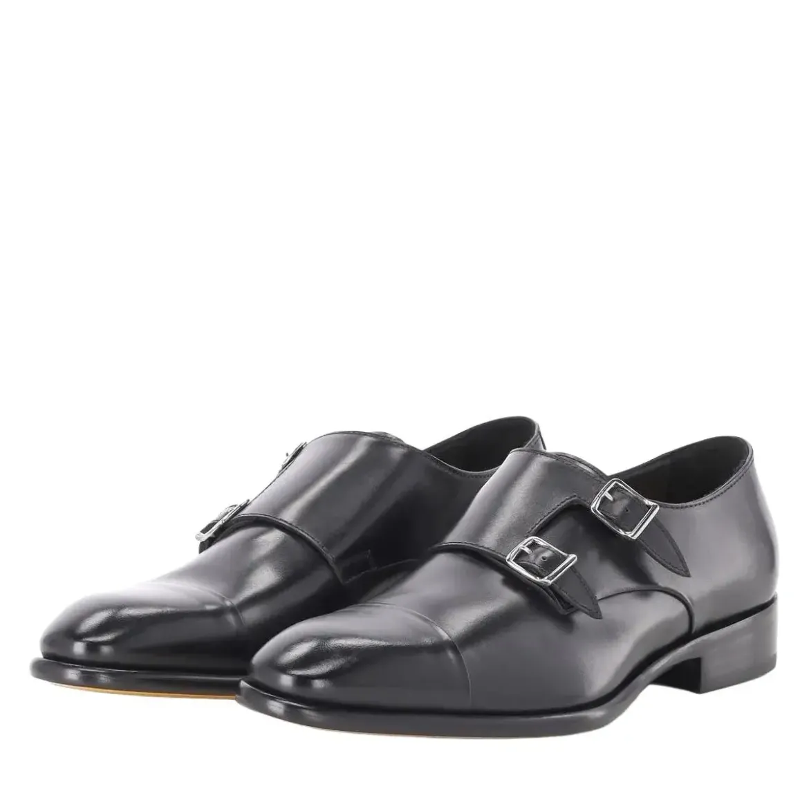 Doucal's Monkstrap aus Glattleder schwarz Schnürschuhe