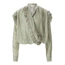 Dries Van Noten Wrap-Style Blouse With Ruffle Neckline Grey Bluse