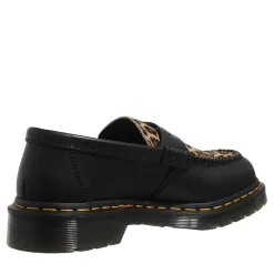 Dr. Martens PentonBlack+Light Tan Smooth+Mini Leopard Loafer