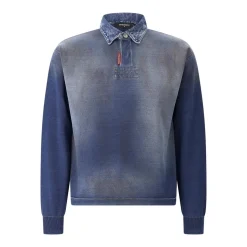 Dsquared2 Langarm-Poloshirt im Denim-Style blau Poloshirt