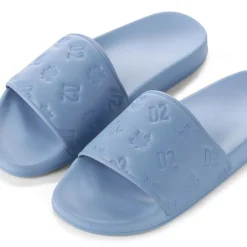Dsquared2 Pantoletten mit Logo-Muster blau Slides