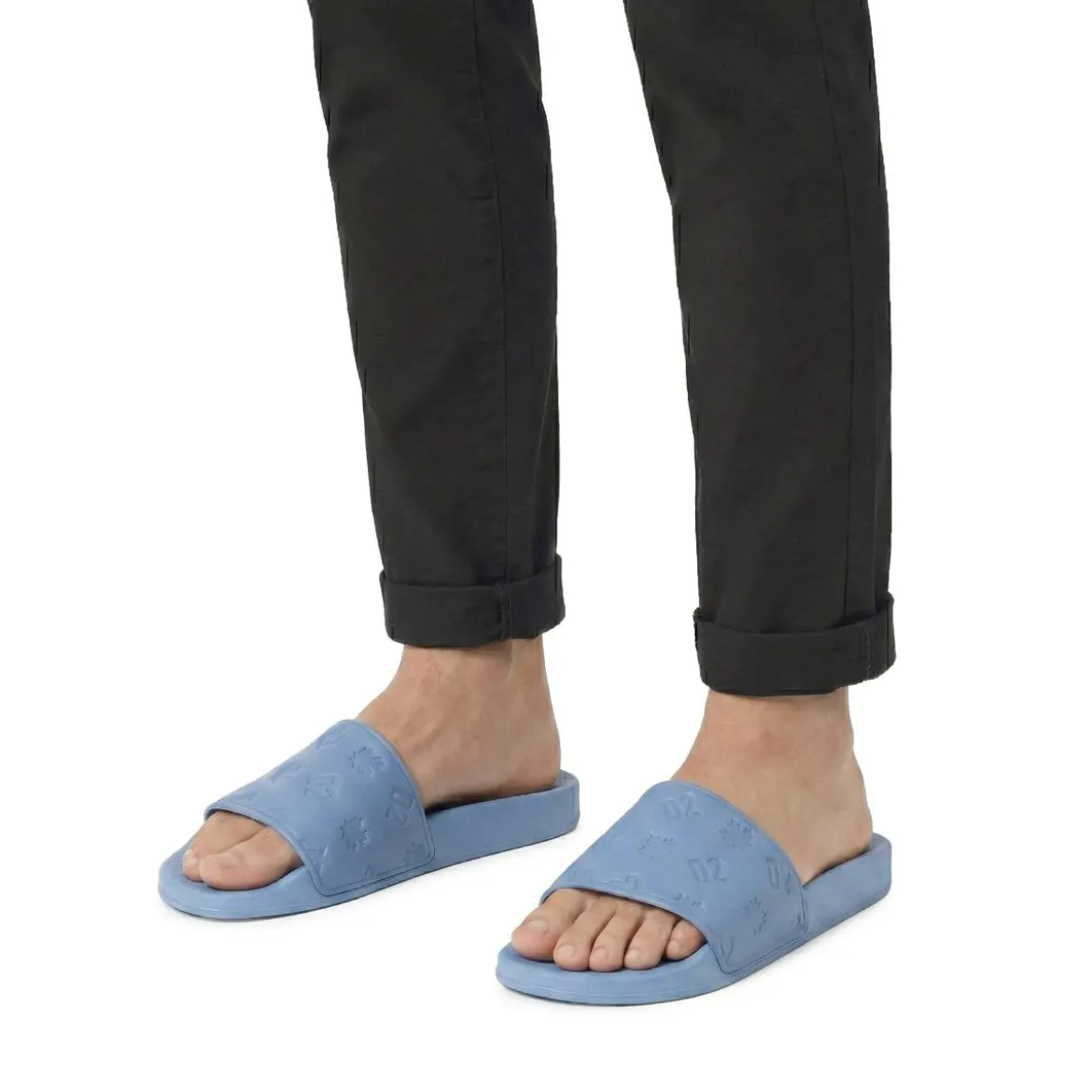 Dsquared2 Pantoletten mit Logo-Muster blau Slides