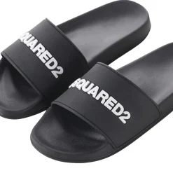 Dsquared2 Pantoletten mit Logo schwarz Slides