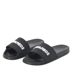 Dsquared2 Pantoletten mit Logo schwarz Slides