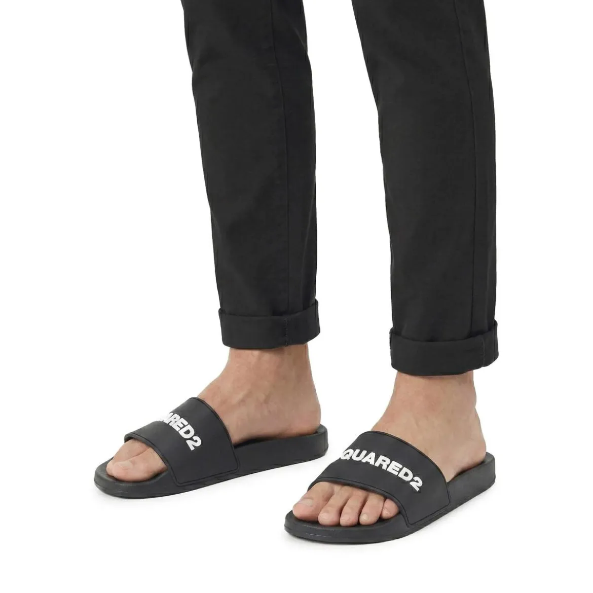 Dsquared2 Pantoletten mit Logo schwarz Slides