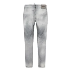 Dsquared2 Slim Fit Light Grey Distressed Jeans With TaperedWhite Slim-Fit-Jeans