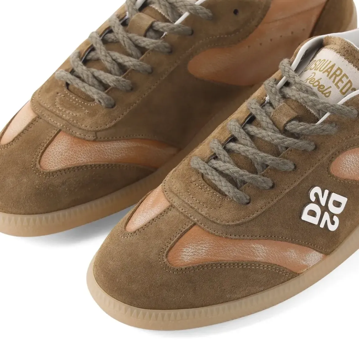 Dsquared2 Sneaker Rebels aus Veloursleder braun Schnürschuhe