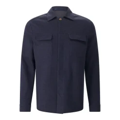 Eleventy Overshirt aus Baumwolle & Leinen dunkelblau Übergangsjacke