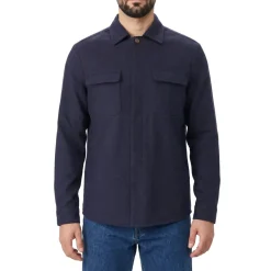 Eleventy Overshirt aus Baumwolle & Leinen dunkelblau Übergangsjacke