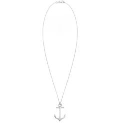 Elli Halskette Anker Maritim Diamant (0.03 ct.) 925 Sil weiss Mittellange Halskette