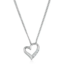 Elli Halskette Herz Ewigkeit Diamant (0.045 ct.) 925 Si silber Mittellange Halskette