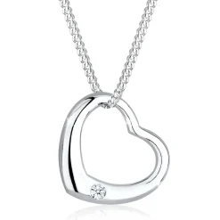 Elli Halskette Herz Liebe Diamant (0.03 ct.) 925 Silber gold Mittellange Halskette