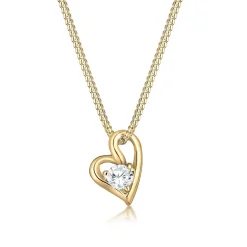 Elli Halskette Herz Liebe Zirkonia 585 Bezaubernd Gelbg gold Mittellange Halskette