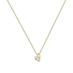 Elli Halskette Herz Liebe Zirkonia 585 Bezaubernd Gelbg gold Mittellange Halskette