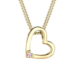 Elli Halskette Herz 925 Sterling Silber, mit Kristallen gold Mittellange Halskette