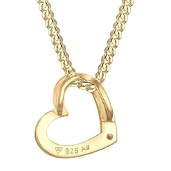 Elli Halskette Herz 925 Sterling Silber, mit Kristallen gold Mittellange Halskette