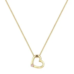 Elli Halskette Herz 925 Sterling Silber, mit Kristallen gold Mittellange Halskette