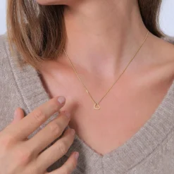 Elli Halskette Herz 925 Sterling Silber, mit Kristallen gold Mittellange Halskette