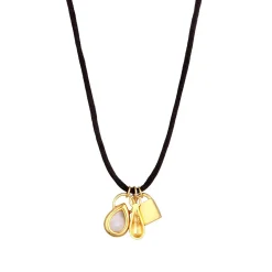 Elli Halskette Satin Choker Layer Amazonit Mondstein 92 gold Choker