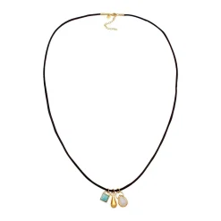 Elli Halskette Satin Choker Layer Amazonit Mondstein 92 gold Choker