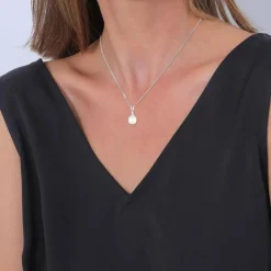 Elli Halskette Süßwasserzuchtperle Diamant 925 Sterling weiss Mittellange Halskette