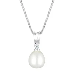 Elli Halskette Süßwasserzuchtperle Diamant 925 Sterling weiss Mittellange Halskette