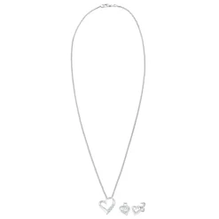 Elli Jewelry Set Ladies heart pendant stud earrings set Silver Mittellange Halskette