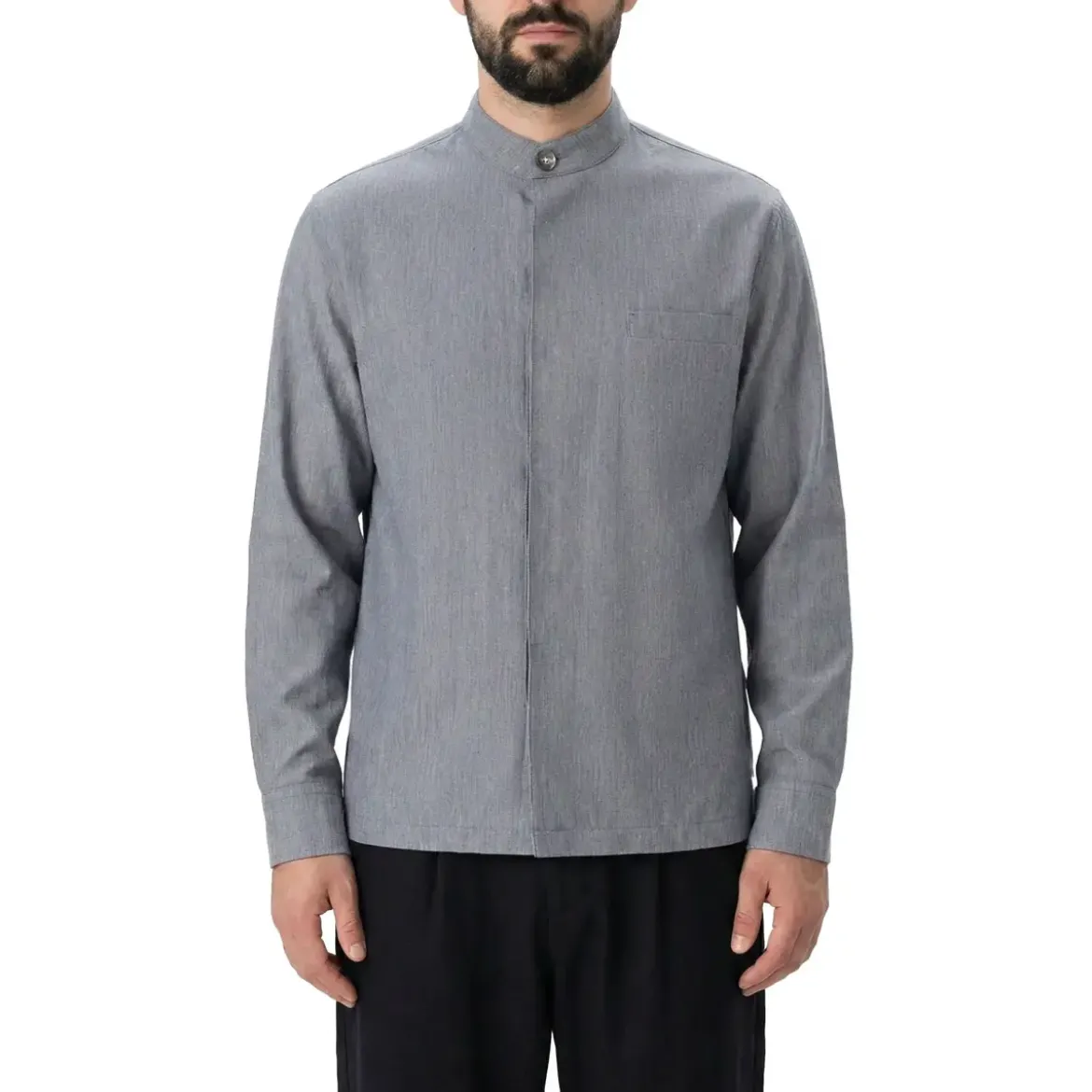 Emanuela Caruso Overshirt mit Seide & Leinen blau Hemdjacke