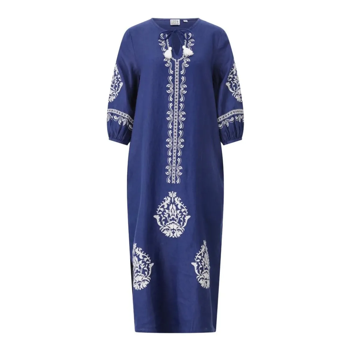Emily van den Bergh Midikleid aus Leinen Dunkelblau Midikleid