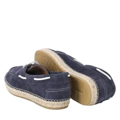 Espadrij l’originale Slipper Navire aus Veloursleder blau Schnürschuhe