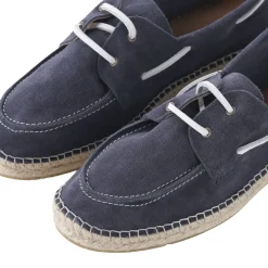 Espadrij l’originale Slipper Navire aus Veloursleder blau Schnürschuhe