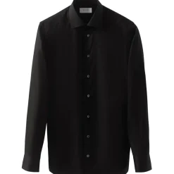 Eton Eton Solid Signature Twill Shirt Lange Mouw Overhe schwarz Hemd