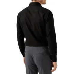Eton Eton Solid Signature Twill Shirt Lange Mouw Overhe schwarz Hemd