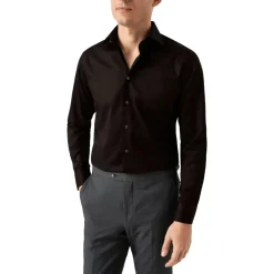 Eton Eton Solid Signature Twill Shirt Lange Mouw Overhe schwarz Hemd