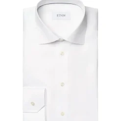 Eton Eton Solid Signature Twill Shirt Lange Mouw Overhe weiß Hemd