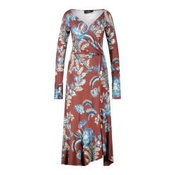 Etro Jersey Kleid mit floralem Muster braun Midikleid