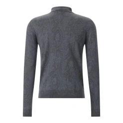 Etro Langarm-Poloshirt aus Wolle & Seide grau Poloshirt
