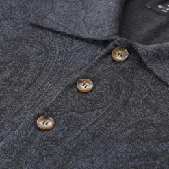 Etro Langarm-Poloshirt aus Wolle & Seide grau Poloshirt