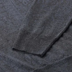 Etro Langarm-Poloshirt aus Wolle & Seide grau Poloshirt