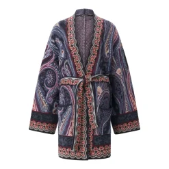 Etro Lange Strickjacke mit Gürtel mehrfarbig Strickjacke
