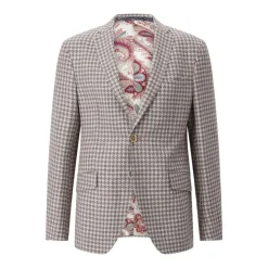 Etro Sakko mit Hahnentrittmuster beige Anzugjacke